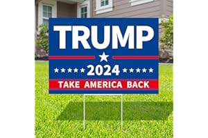 Probsin Trump 2024 Yard Sign with Metal H Stakes Double Sided 12" x 17" Trump Take America Back Blue Signs Voted for Trump Outdoor Decorations for Indoor Outdoor Lawn, Garden, Window, Party Supplies