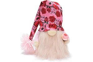 Attiigny Handmade Valentine's Day Gifts Gnome Plush,Romantic Saint Valentine Tiered Tray Party Decoration Doll,Sweet Rose Pattern Anniversary Present for Him and Her