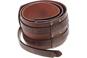 TOPPERFUN Medieval Wide Leather Belt for Men Nordic Viking Style Vintage Waist Shaper for Renaissance Fairs