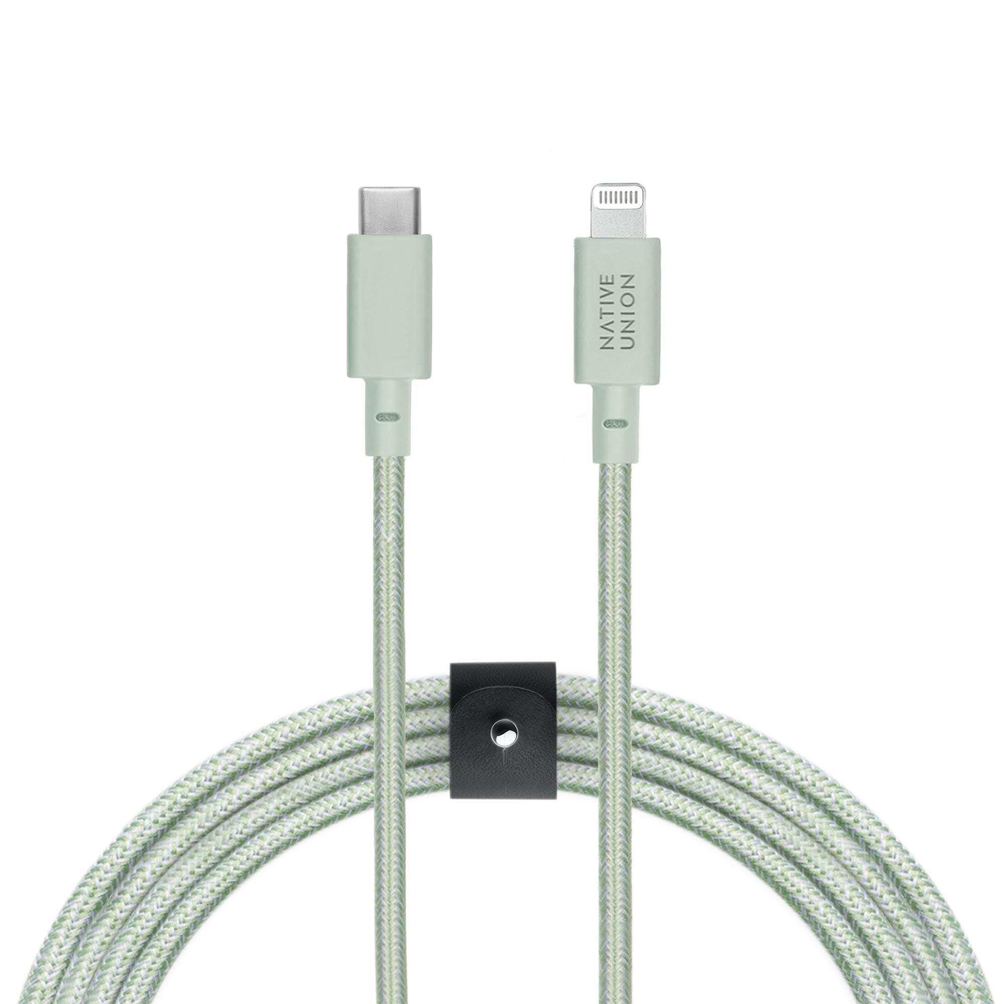Photo 1 of Native Union Belt Cable USB-C to Lightning - 10ft Ultra-Strong Reinforced Cable [MFi Certified] for iPhone 14, Phone 14 Plus, iPhone 14 Pro, iPhone 14 Pro Max, iPhone 13 and Earlier (Sage)