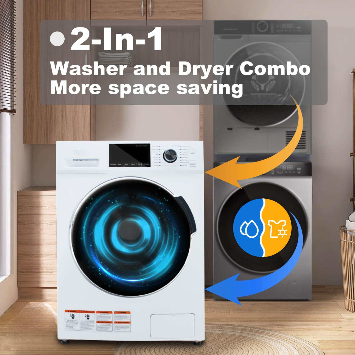 Washer Dryer Combo for RV Ventless, 2.7 cu.ft 120V Portable Washing Machine And Dryer All In One, 24