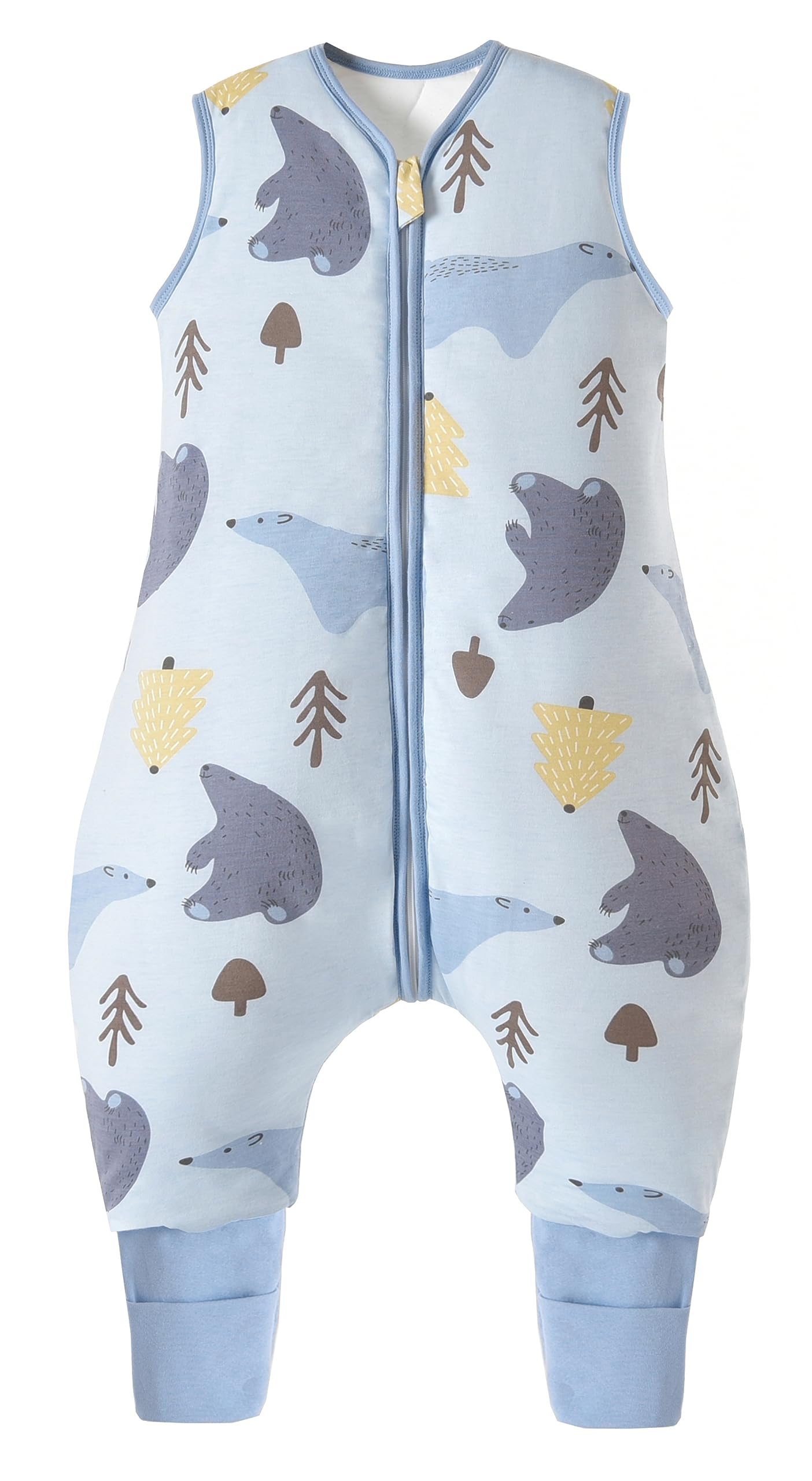 Chilsuessy Winter Baby Sleeping Bag with Feet 2.5 TOG Warm Baby Sleep Sack with Legs 100% Cotton Toddler Wearable Blanket Walker Sleep Sack for Boys and Girls, Blue Polar Bear, 100cm/4-5 Years