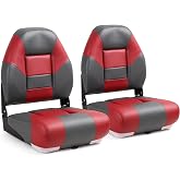 NORTHCAPTAIN Deluxe A Pair of Marine High Back Folding Boat Chair Fishing Boat Seat for Fishing, Bass/Jon/Pontoon Boat Chairs, 4 Mounting Screws Included