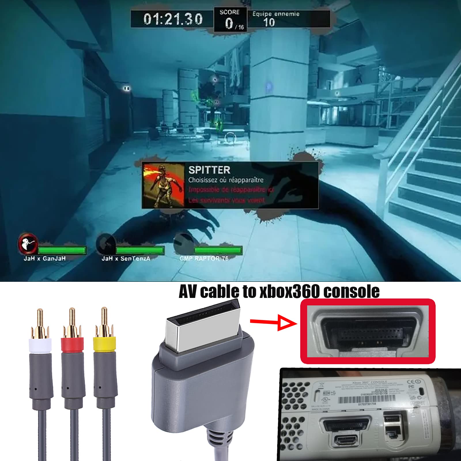 Xbox 360 AV Cable Cord, Audio Video HD Optical Cable AV/TV Out Cable to HD TV Adapter for Xbox 360 Console Video Game(6FT)