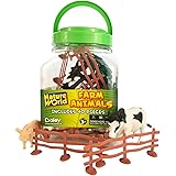 Boley Small Bucket Farm Animal Toys - 40 piece farm animal toy playset with animals and accessories - small bucket allows for easy storage and quick cleanup of your child's pretend play toys!
