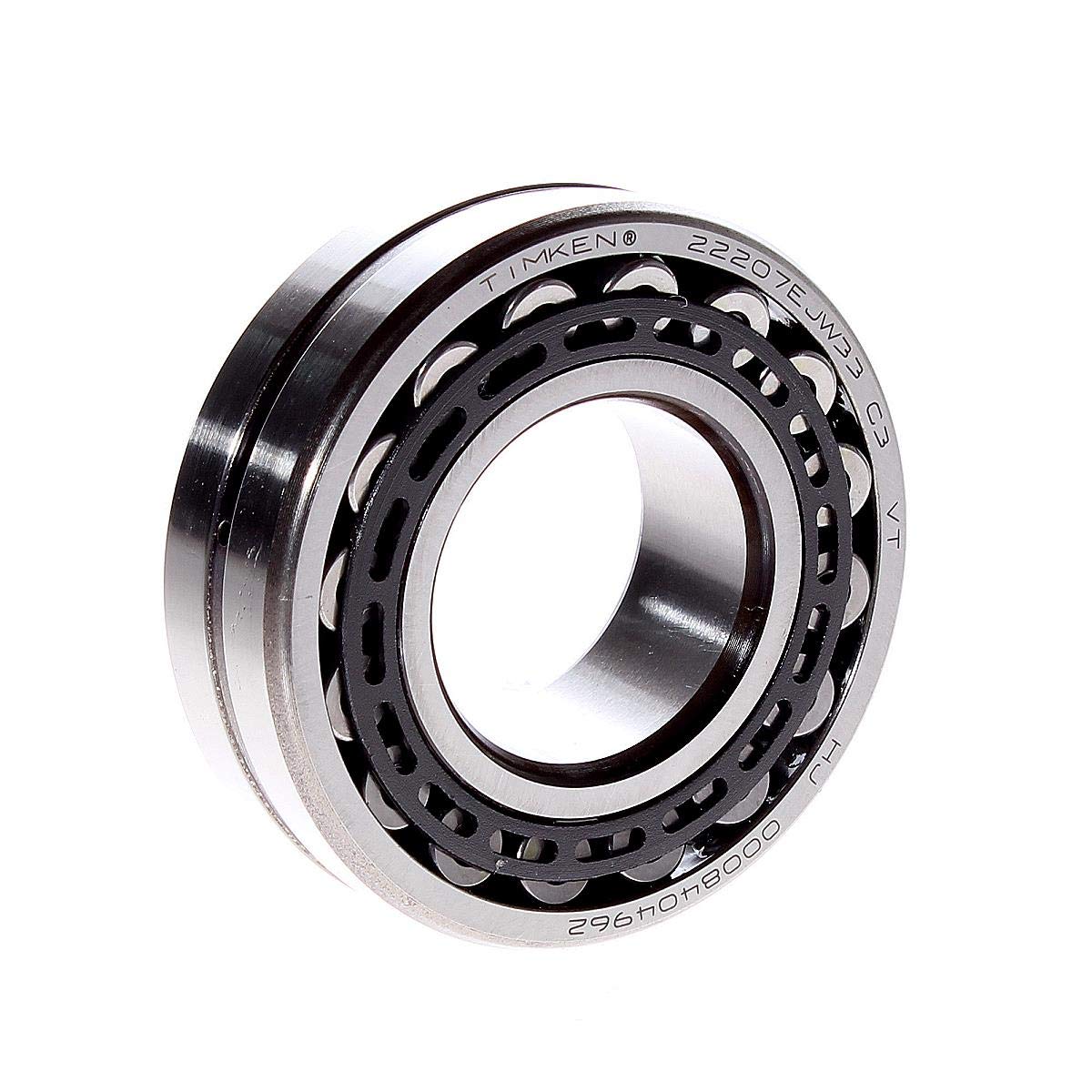 Timken 22207EJW33 Series 222 Spherical Roller Bearing, Stamped Nitrided Steel Cage, High Perf, Std. Lub Holes and Groove in OR, 35 mm Bore