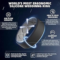 Egnaro Men's Silicone Rings, 7.5mm Wide 2.5mm Thick