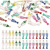 Craftora 35Pcs 7 Colors Fish Charm Stainless Steel Enamel Fish Charms Enamel Animal Charm Pendants for DIY Necklace Bracelet Earrings Jewelry Making