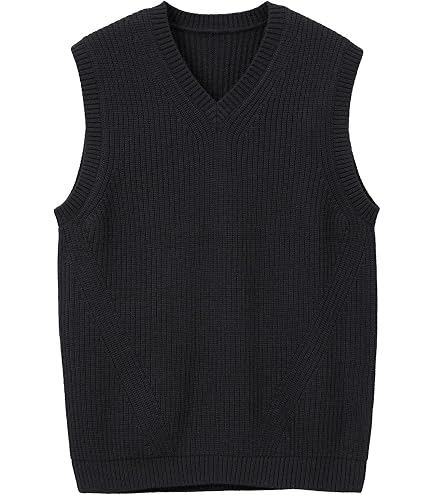 Krumba Mens Cotton Sweater Vest: Lightweight V-Neck Knit Black 2XL