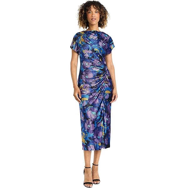 Amazon.com: Maggy London Women's Dresses Women's Sophisticated Midi Dress -  Asymmetrical Hemline with Dolman Sleeves - Elegant Cocktail Dresses, Black/ Peacock Pink, 8 : Clothing, Shoes & Jewelry