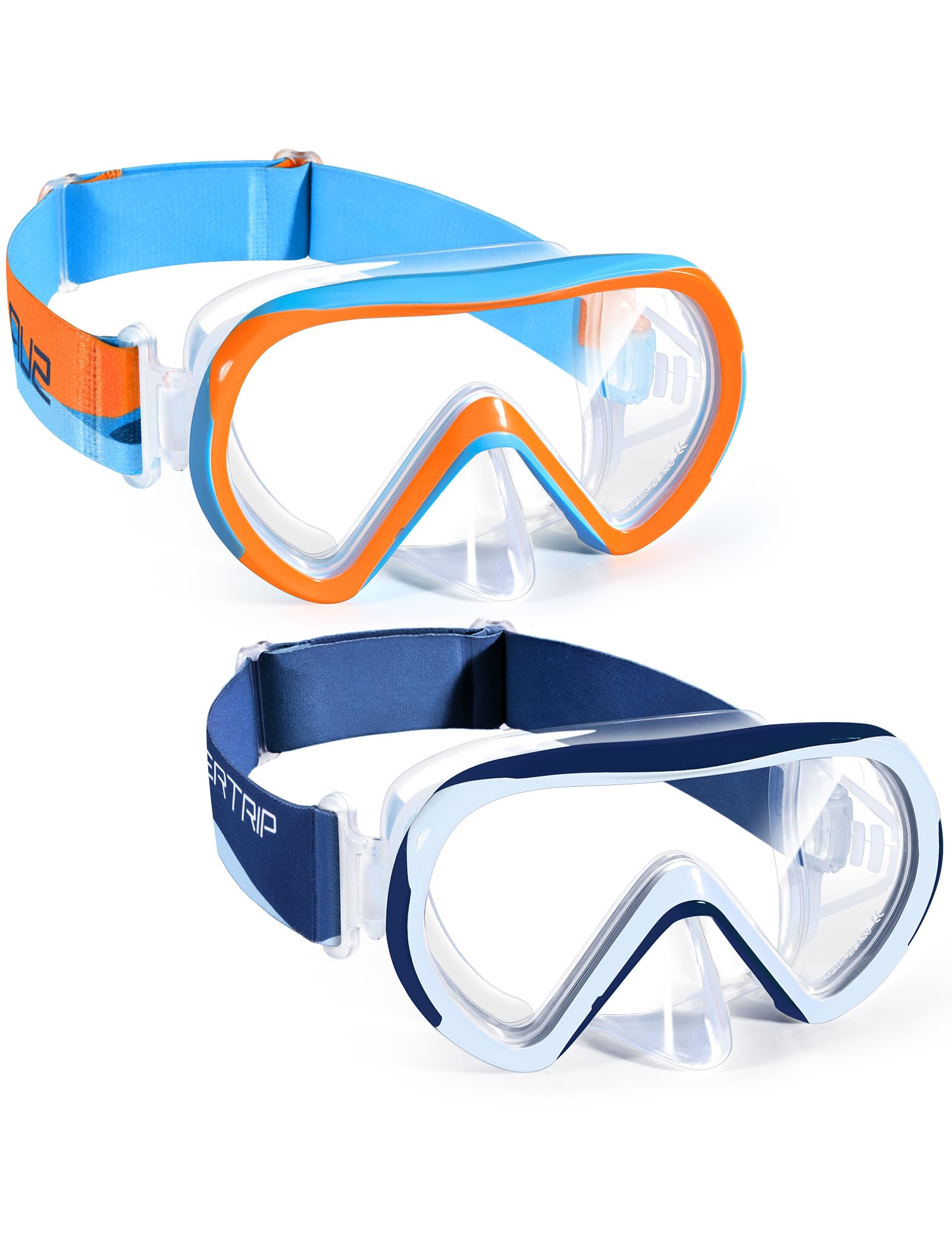 Photo 1 of Supertrip Kids Swim Goggles with Nose Cover for Ages 6-14, Tempered Glass Fabric Strap Swimming Snorkel Mask for Pool Beach