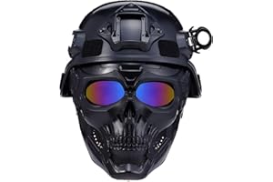 YOQVQOY Airsoft Helmet and Mask, Tactical Full Face Skull Mask, Military Paintball Helmet with NVG Mount,and Side Rail - Complete Airsoft Gear