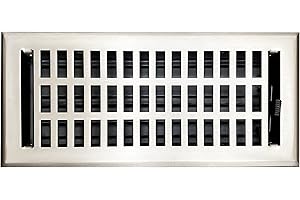 Empire Register Co, Decorative Air Vent Covers - 4x10 inch, Modern Contemporary Design, Brushed Nickel Finish, Heavy Duty Walkable Floor Register, Metal Damper Attached