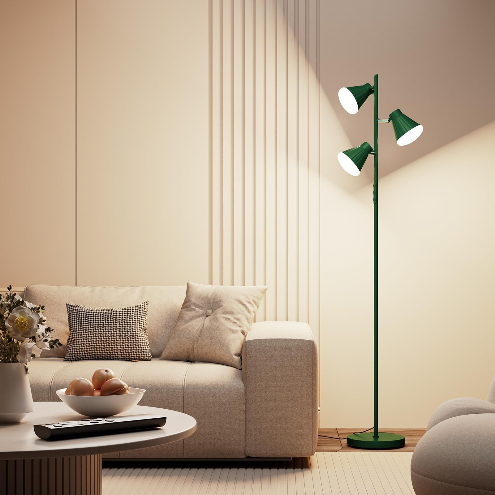 Photo 1 of SIBRILLE 36W LED Tree Floor Lamp, Dimmable Tall Standing Lamp with Remote & Touch Control, 4 Color Temperatures Bright Floor Lamp, 3 Rotatable Light Modern Floor Lamps for Living Room Bedroom Office