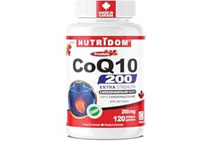 Nutridom Coenzyme Q10 200 mg, 120 Softgels, CoQ10 Supplement, Non-GMO, Gluten-free, Soy-free & Dairy-free, Made in Canada
