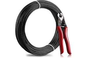 Steel DN Mate 100ft Black Wire Rope 1/8" T316L Marine Grade Stainless Steel Cable 7 × 7 Strands for Stair Fence Deck Cable Ra