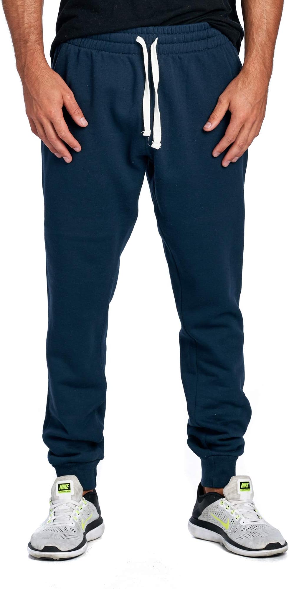 PROGO USA Men's Casual Jogger Sweatpants Basic Fleece Marled Jogger Pant Elastic Waist