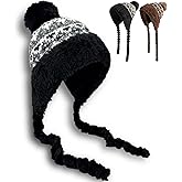 BEAUTYZIN Beanie for Women Fleece Lined Beanies, Winter Hats Cover Ears Sherpa Hat Peruvian Hats Warm Beanie with Pom Pom