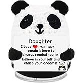 JIYANMEI Handmade Mini Panda Crochet, Emotional Support Decor for Adults, Inspirational Gift for Sister, Daughter, Friend, Home Ornament for Easter, Birthdays & Positive Vibes (Daughter Panda)