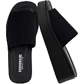 CUSHIONAIRE Pim Wedge Chunky Platform Womens Sandals with Firm Knit Upper & Memory Foam Summer Sandals for Women