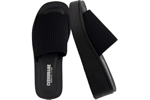 CUSHIONAIRE Pim Wedge Chunky Platform Womens Sandals with Firm Knit Upper & Memory Foam Summer Sandals for Women