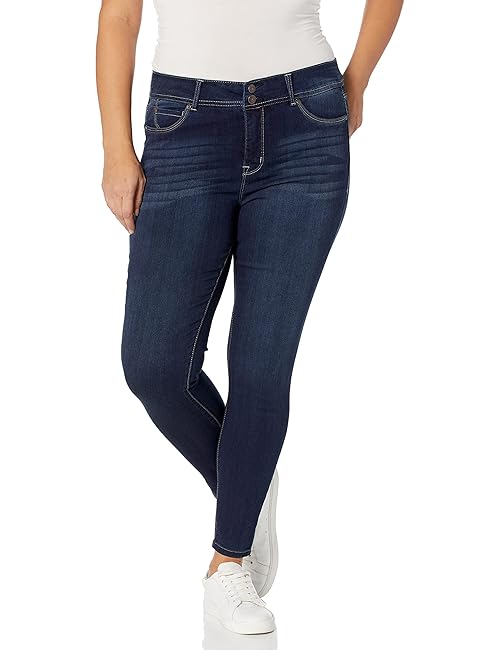 WallFlower Women's WSM12400S Ultra Skinny Mid-Rise Insta Soft Juniors Jeans (Standard and Plus), Castle, 11 Short