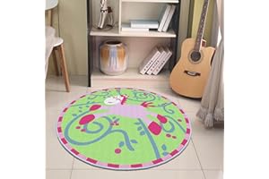 Eanpet Round Rug for Kids Room 4ft Nonslip Circle Area Rug for Boys and Girls Soft Toddlers Play Mat Circular Nursery Rug Indoor Floor Mats Carpet for Children Classroom Playroom Bedroom,Pink Pony