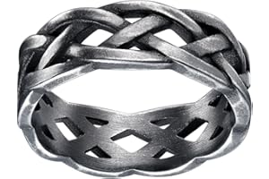 FaithHeart Celtic Knot Band Rings for Men Women, Stainless Steel/18K Gold Plated Viking Wedding Bands with Delicate Gift Packaging