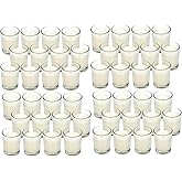 Hosley 48-Pack Ivory Unscented Votive Candles in Clear Glass, 10–12 Hour Long Burn, Wax Candles for Wedding Centerpieces, Parties, Aromatherapy, Holidays & Gifts