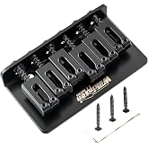 Wilkinson M Series 52.5mm Modern Saddle Hardtail Fixed Guitar Bridge Black | 2-1/16 inch String Spacing, Non-Tremolo, for Strat Tele Style Electric Guitar