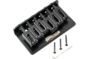 MUSICLILY Wilkinson M Series 52.5mm (2-1/16 inch) Modern Style Hardtail Fixed Bridge Non-Tremolo Bridge for Strat Tele Style Electric Guitar, Black