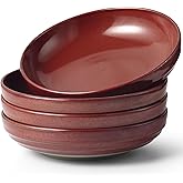 HAPPY KIT 9'' Pasta Bowls, 42oz Pasta Bowls Set of 4, Large Salad Bowl, Ceramic Serving Bowls,Double Reactive Glaze, Ideal for Housewarming, Festivals, Microwave Safe (Dark Ruby)