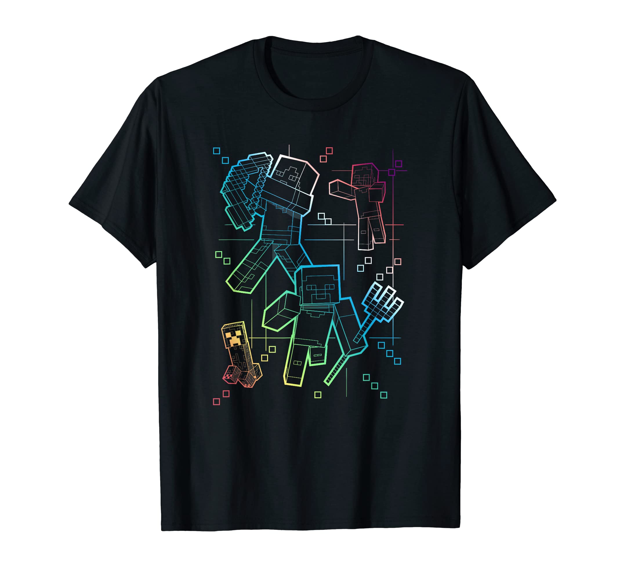 Minecraft Group Shot Rainbow Collage T-Shirt