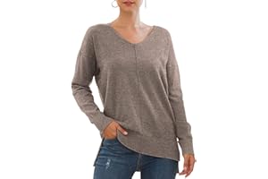 Jouica Women's Casual Lightweight V Neck Batwing Sleeve Knit Top Loose Pullover Sweater