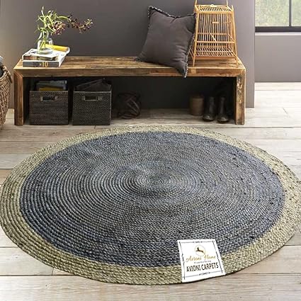 AVIONI Natural Dyed Jute Rug (152 cm/5 ft, Multicolour)