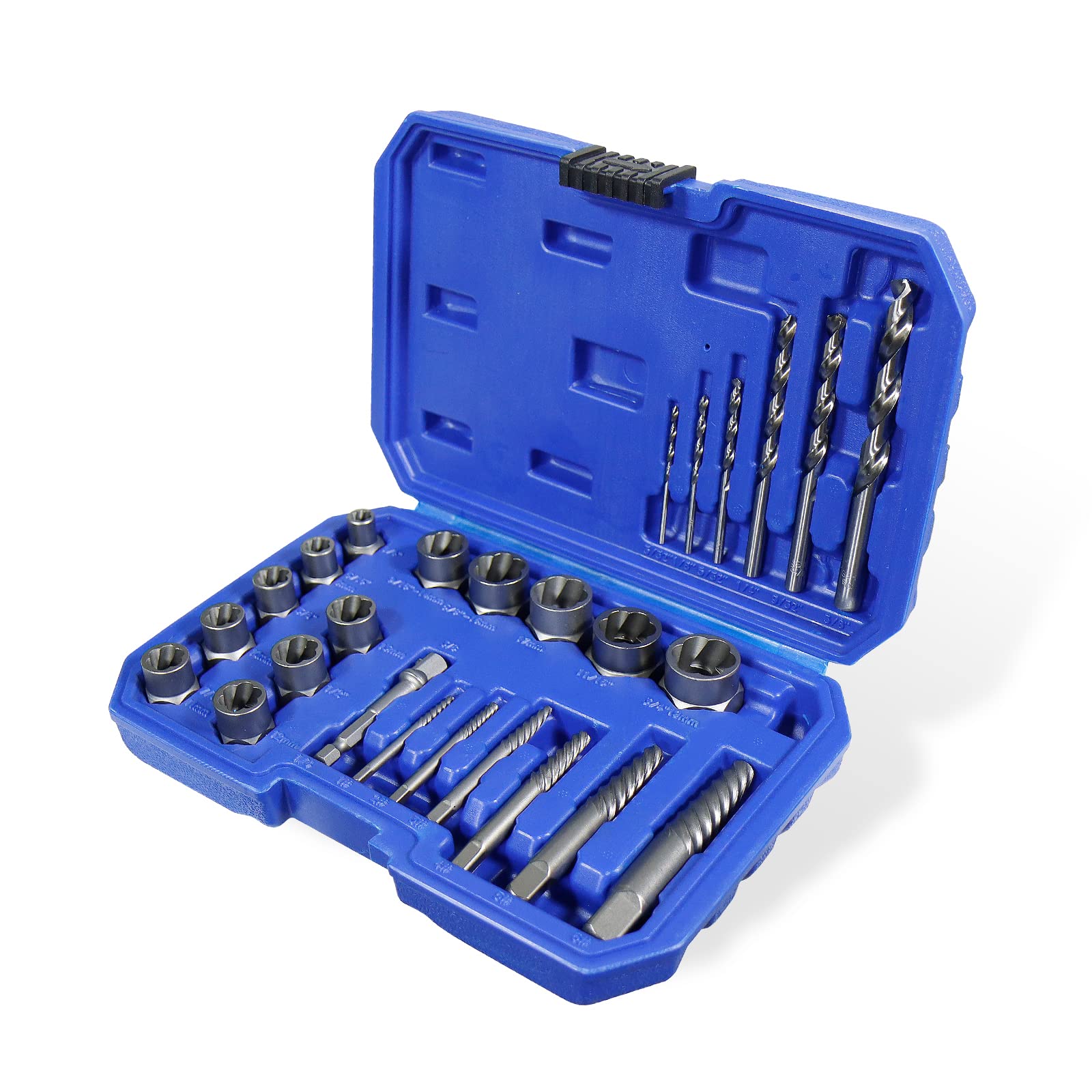 CCLIFE 26-Piece 3/8-Inch Cr-Mo Special Socket Spanner Insert Left Extractor Screw Extractor Nut Socket Remover 8-19 mm Turbonuts