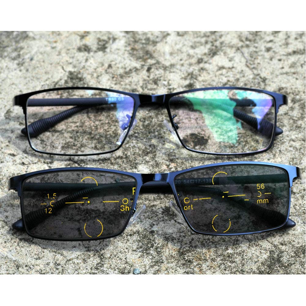 Fashion men's new photochromic progressive multi-focus metal frame