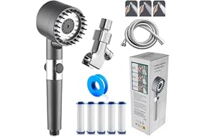 Ion Drops Shower Head, Handheld High Pressure Turbo Shower Head Features 5-Stage Filtration System, 3 Spray Modes and Visible