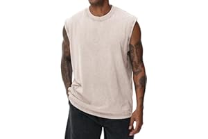 KEEPSHOWING Mens Cotton Sleeveless Tank Tops Cut Off Muscle Gym T Shirts Running Beach Loose Fit Tees