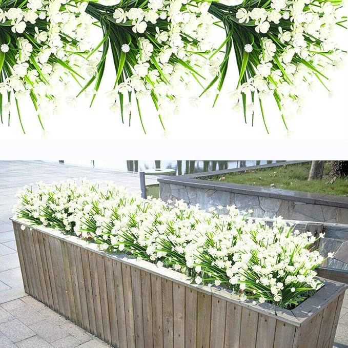 Floral Decor Artificial 4 Bundles White Plastic Flower