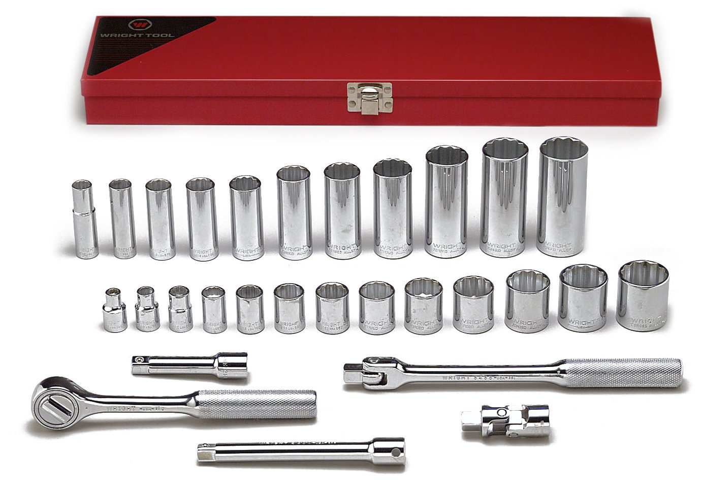 Wright Tool340 3/8" Drive, 12 Point Standard and Deep Socket Set (29-Piece)