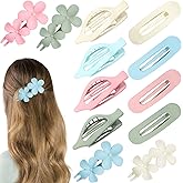 12 Pieces Flat Hair Clips, Flymind Flat Claw Clip for Women Girls, 3 Styles Matte Non-Slip Flower Claw Clips for Thin Thick Hair Wedding Party Accessories(Multicolor)