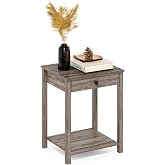 Furinno Classic Side Table with Drawer, 1 Pack, Rustic Oak | End Table with Small Drawer, Night Stand, Bedside Table, for Living Room, Bedroom