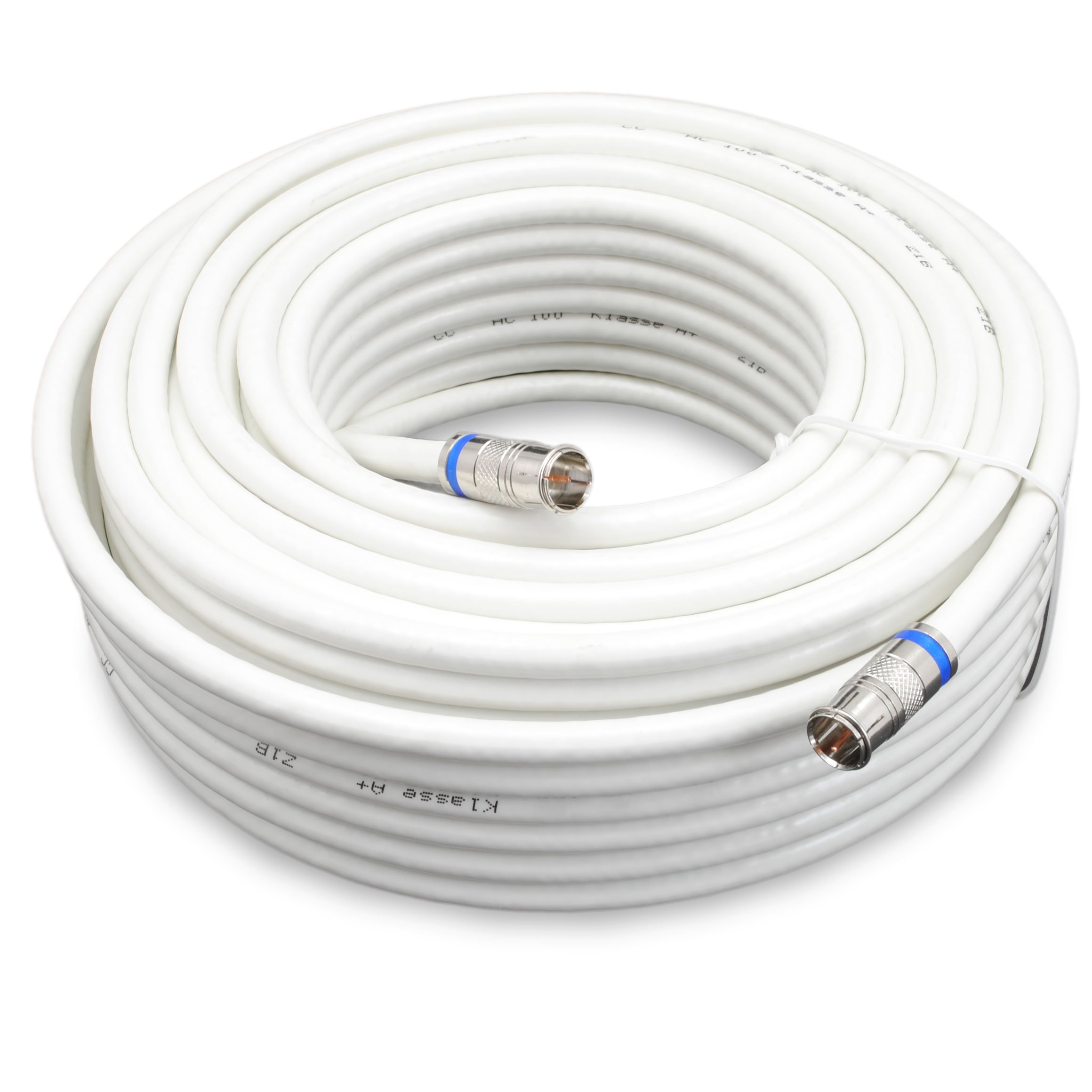 Satix SKK02002 Coaxial Cable 2 F-type quick plugs push-on F-connectors triple shielded 120 dB class A+ satellite dish cable tv 20 m white — image 1