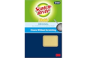 3M Scotch-Brite Dobie Cleaning Pad, Ideal for Dishwashing, Kitchen, Bathroom and More, Scours Without Scratching, 1 Pad