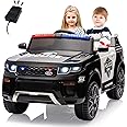 GarveeLife 12V Kids Ride On Police Car SUV Battery Operated Ride On Toy Toddlers Electric Cars with 2.4G Remote Control, LED Flashing Light, Megaphone, Spring Suspension, Handle, Music, Black