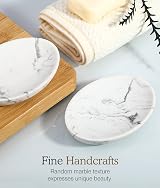 Luxspire Marble Soap Dish - Oval Holder for Bathroom Vanity & Shower view 4