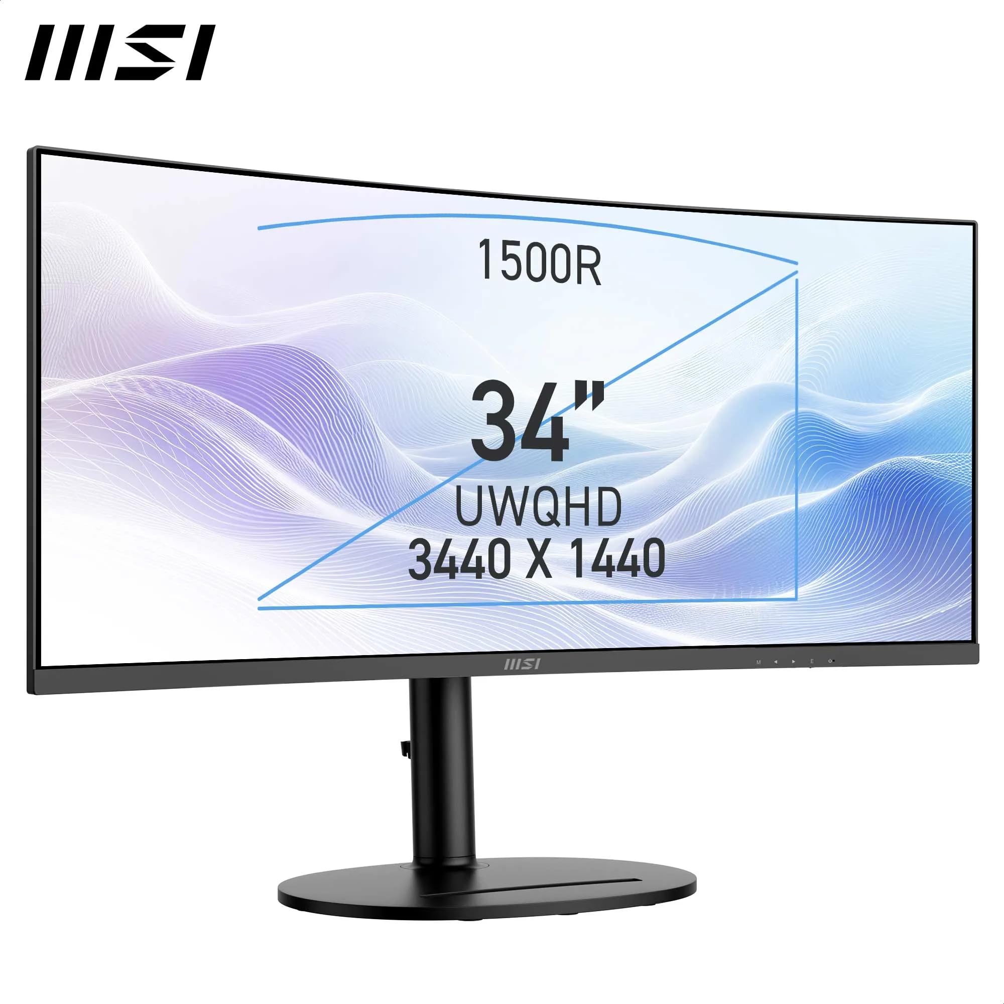 MSI Modern MD342CQP 34 Inch UWQHD 1500R Curved Monitor - 3440 x 1440 VA Panel, KVM, PIP/PBP, Wide Color Gamut, Eye-Friendly Screen, Built-in Speakers, 3-Way Adjustable - HDMI 2.0b, DisplayPort (1.4a)