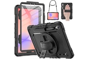HXCASEAC Case for Samsung Galaxy Tab S10 Lite/ S10 FE/ S9 FE 10.9’’ & S9 11’’ with Screen Protector/Stylus Holder/360° Hand S