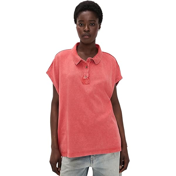 Free People Women's Striped Travis Polo, Forest Combo at